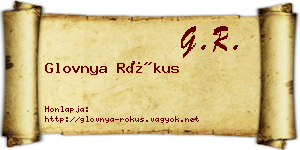 Glovnya Rókus névjegykártya